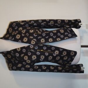 Insight Moto Style Jacket with Zippers, Grey, Size 6 medallion print floral